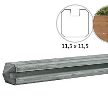 Betonpaal met sleuf en diamantkop voor schutting – 11,5 x 11,5 x 278 cm, grijs, eindpaal, ongecoat