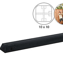 Betonpaal glad met diamantkop 10 x 10 x 280 cm, antraciet gecoat, T-paal.