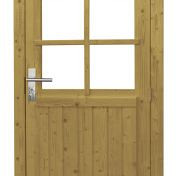 Vuren enkele 6-ruits deur inclusief kozijn, rechtsdraaiend, 90 x 201 cm, groen geïmpregneerd.