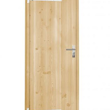 Vuren enkele dichte deur inclusief kozijn, rechtsdraaiend, 90 x 201 cm, onbehandeld.