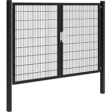 Hillfence metalen dubbele poort Premium-line inclusief slot 300 x 180 cm zwart