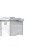 Vuren Topvision Tapuit, 300 x 300 cm, wanden wit en basis lichtgrijs.