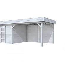 Vuren Topvision Parelhoen, 400 x 300 en luifel 400 cm, lichtgrijs gespoten.