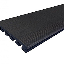 Eva-Last vlonderplank (clip) houtcomposiet FSC – 2,5 × 21 × 400 cm – I-Series Nero zwart houtnerf/ge