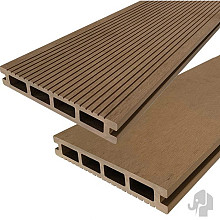DuoWood vlonderplank Bfl houtcomposiet FSC 2,5x16x400 cm – Teak ribbel/vlak profiel