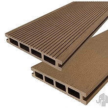 DuoWood vlonderplank Bfl houtcomposiet FSC  25x160x5000mm kleur Teak ribbel profiel /vlak