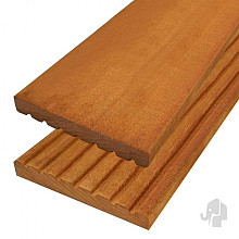 Elephant vlonderplank Kapur hardhout 2,1 x 14,5 x 305 cm – groeven profiel / vlak geschaafd