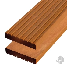 Elephant vlonderplank Kapur hardhout 2,8 x 14,5 x 245 cm – groeven profiel / vlak geschaafd