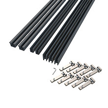 Boston alu profielset voor hpl/glas 5x horizontaal 1,2x3x175 cm + 10 connecters RAL7016