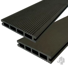 DuoWood vlonderplank Bfl houtcomposiet FSC 2,5x16x400 cm – Antraciet ribbel/vlak profiel