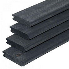 Vuren geschaafd blokhutprofiel 2,8 X 14,5 X 500 cm, zwart gedompeld.