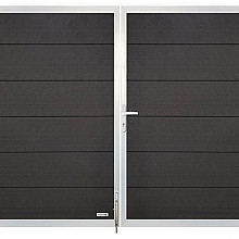 Elephant dubbele poort Forte houtcomposiet FSC 40x3000x1800mm antra met alu frame incl. hang en slui