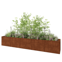 Cortenstaal plantenbak XXL - Rechthoek - 500 x 80 x 80 cm - Met bodemplaat