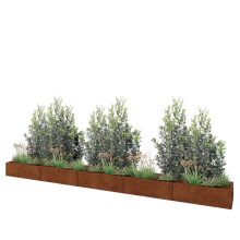 Cortenstaal plantenbak XXL - Rechthoek - 500 x 50 x 30 cm - Met bodemplaat