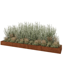 Cortenstaal plantenbak XXL - Rechthoek - 480 x 80 x 30 cm - Met bodemplaat