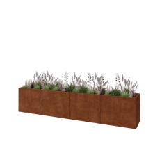 Cortenstaal plantenbak XXL - Rechthoek - 400 x 60 x 80 cm - Met bodemplaat