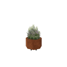 Cortenstaal plantenbak - Achthoek - 72,4 x 72,4 x 40 cm - Met bodemplaat - Met wielen