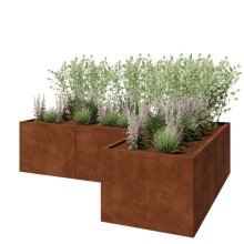 Cortenstaal plantenbak - L-vorm - 240 x 160 x 60 cm - Zonder bodemplaat