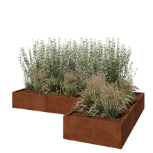 Cortenstaal plantenbak - L-vorm - 240 x 160 x 30 cm - Zonder bodemplaat