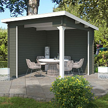 Overkapping Lara 275x275 cm Greengrey-Wit – Compacte Luxe voor Elke Tuin