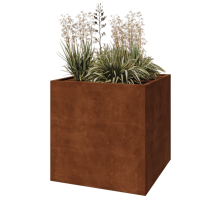 Cortenstaal plantenbak - Vierkant - 100 x 100 x 100 cm - Met bodemplaat