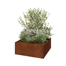 Cortenstaal plantenbak - Vierkant - 100 x 100 x 40 cm - Met bodemplaat