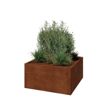 Cortenstaal plantenbak - Vierkant - 100 x 100 x 50 cm - Met bodemplaat