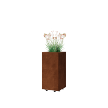 Cortenstaal plantenbak - Vierkant - 30 x 30 x 60 cm - Met bodemplaat - Met poten