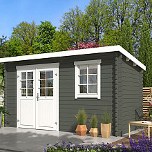Tuinhuis Amira 380x175 Carbongrey-Wit – Noord-Europees Vuren met Moderne Uitstraling