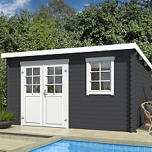 Tuinhuis Amira 380x275 Carbongrey-Wit – Noord-Europees Vuren met Moderne Uitstraling