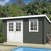 Tuinhuis Amira 380x275 Greengrey-Wit – Noord-Europees Vuren met Moderne Uitstraling