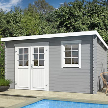 Tuinhuis Amira 380x275 Platinumgrey-Wit – Noord-Europees Vuren met Moderne Uitstraling