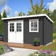 Tuinhuis Amira 380x230 Carbongrey-Wit – Noord-Europees Vuren met Moderne Uitstraling