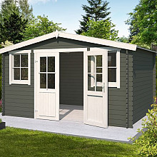 Tuinhuis Dallas 376x292 cm Greengrey-Wit van Noord-Europees Vuren