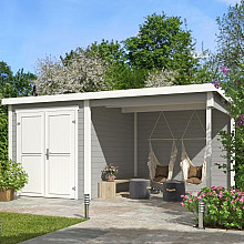 Tuinhuis Finn 450x250 cm Platinumgrey-Wit van Noord-Europees Vuren