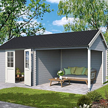 Tuinhuis Fraya 570x275 cm Platinumgrey-Wit van Noord-Europees Vuren