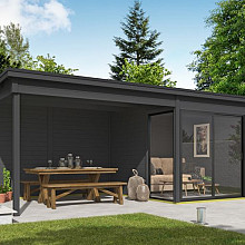 Tuinhuis Julia 655x295 cm met Overkapping Carbongrey van Noord-Europees Vuren