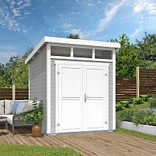 Tuinhuis Kibo 2 200x250 Platinumgrey-wit