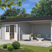 Tuinhuis Maribel 680x300 cm Platinumgrey-Wit noordeuropees vuren