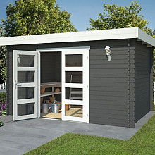 Tuinhuis Mikkel 380x275 cm Carbongrey-Wit noordeuropees vuren