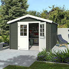 Tuinhuis Norah 275x380 cm Greengrey-Wit noordeuropees vuren