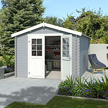 Tuinhuis Norah 275x380 cm Platinumgrey-Wit noordeuropees vuren