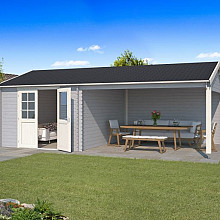 Tuinhuis Octavio 681x380 cm Platinumgrey-Wit noordeuropees vuren