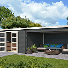 Tuinhuis Olenka 710x330 cm Carbongrey-Wit noordeuropees vuren