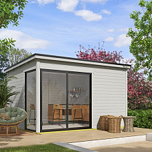 Tuinhuis Olivia 385x295 cm Platinumgrey noordeuropees vuren