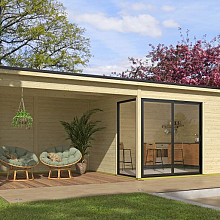 Tuinhuis Olivia met overkapping 745x295 cm onbehandeld noordeuropees vuren