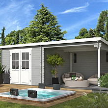 Tuinhuis Orlando 581x292 cm Platinumgrey-Wit noordeuropees vuren