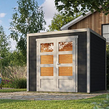 Tuinhuis Quby 250x250 cm in de kleurstelling Darkgrey-Lightgrey