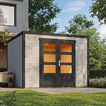 Tuinhuis Quby 300x300 cm in de kleurstelling Lightgrey-Darkgrey