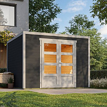 Tuinhuis Quby 300x300 cm in de kleurstelling Darkgrey-Lightgrey